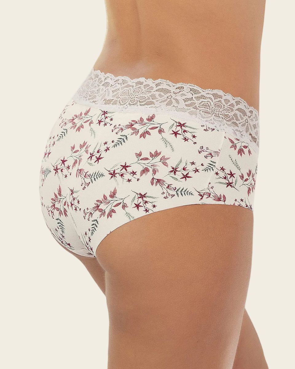 Panty hípster en tela ultraliviana con franja de encaje