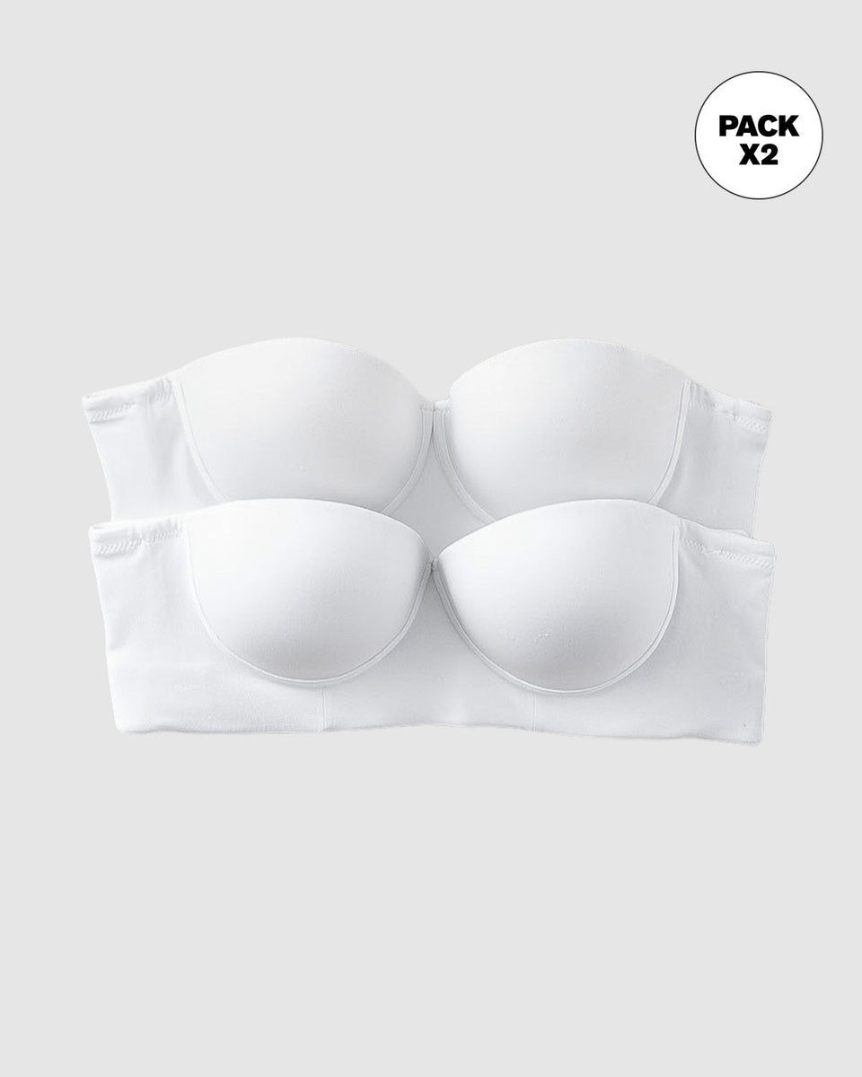 Paquete x 2 brasieres strapless Bustier 360° de perfección