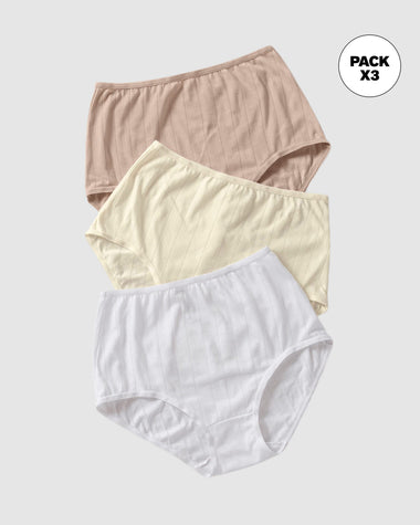 Paquete x 3 Panties Clásicos con Excelente Cubrimiento#color_s06-blanco-cafe-claro-marfil