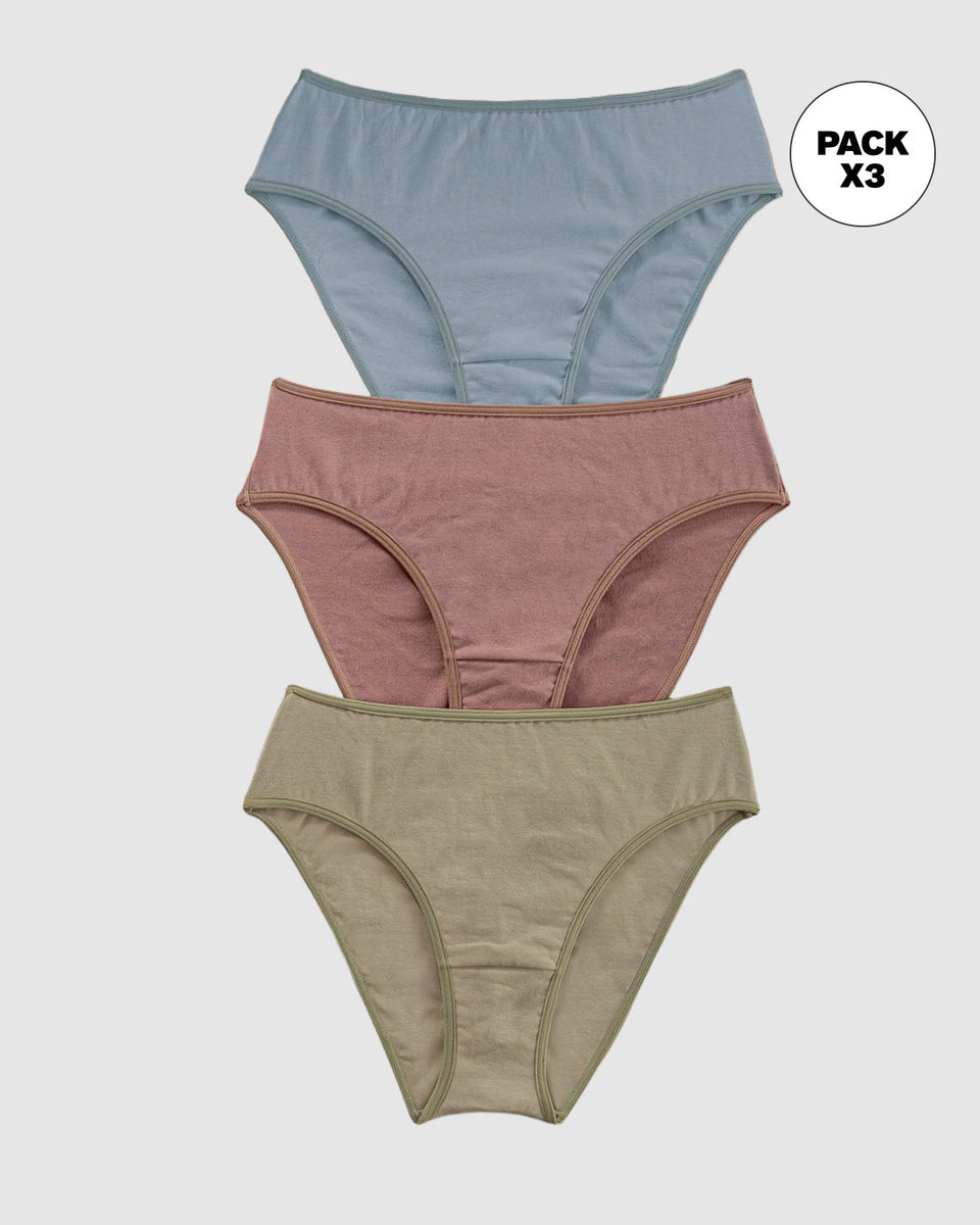 Paquete x 3 panties tipo bikini con buen cubrimiento