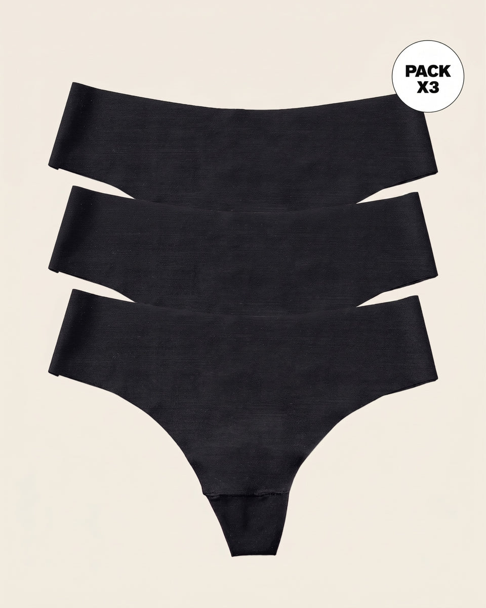 Paquete x 3 panties brasileras invisibles ultraplanos sin elásticos y de pocas costuras