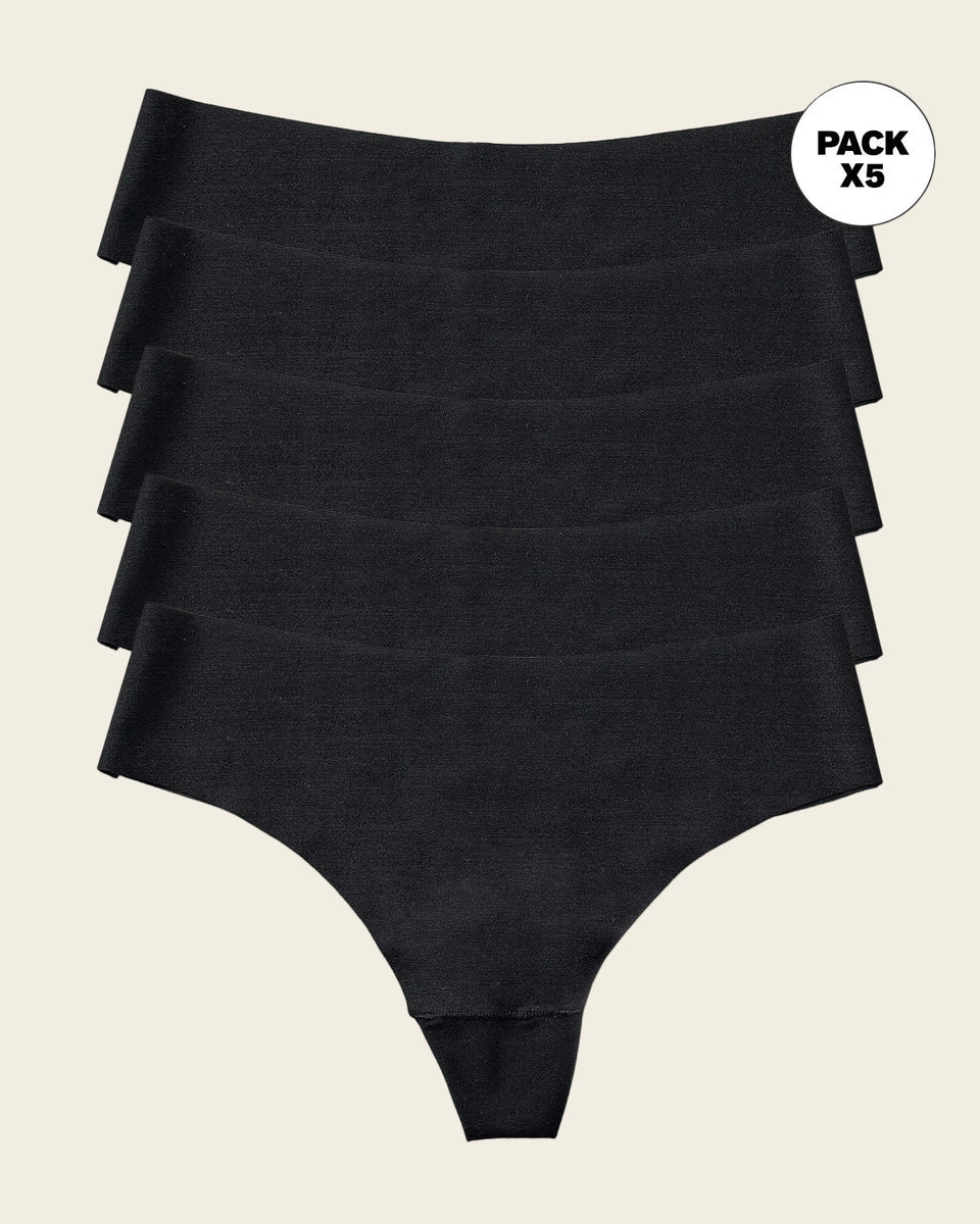 Paquete x 5 panties brasileras invisibles ultraplanos sin elásticos y de pocas costuras