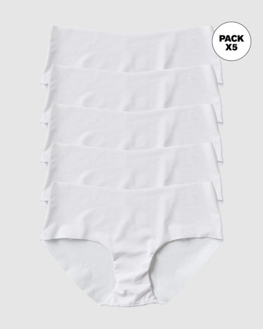 Paquete x 5 panties hípster invisibles ultraplanos sin elásticos y de pocas costuras#color_000-blanco