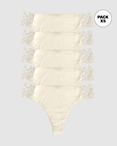 Paquete x 5 brasileras invisibles con toques de encaje en laterales#color_253-marfil