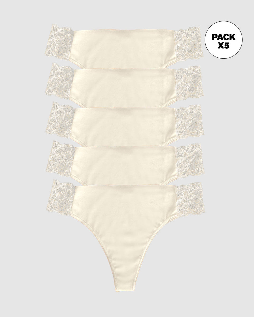 Paquete x 5 brasileras invisibles con toques de encaje en laterales