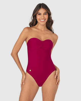 Vestido de baño entero con espalda ajustable#color_333-rojo