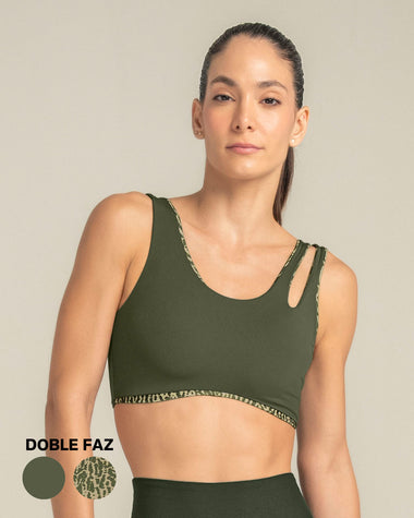 Top deportivo doble faz diseño asimétrico#color_a44-verde-estampado