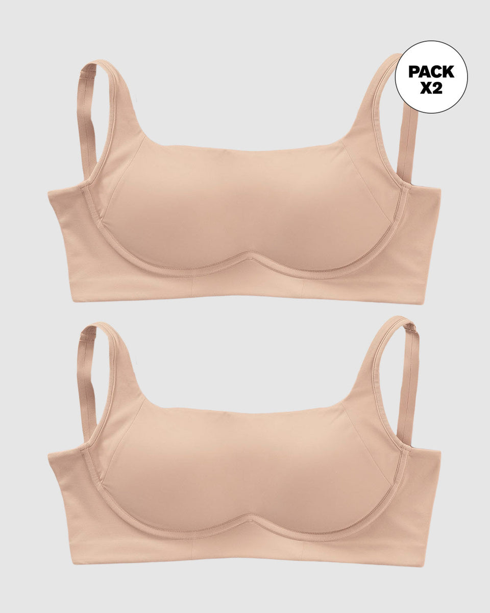 Paquete x 2 brasieres sin arco ultracómodos de alto soporte y cubrimiento Everyday Bra