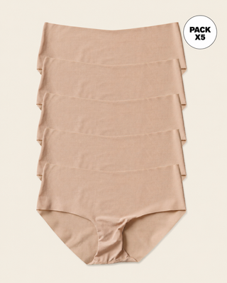Paquete x 5 panties hípster invisibles ultraplanos sin elásticos y de pocas costuras#color_802-habano