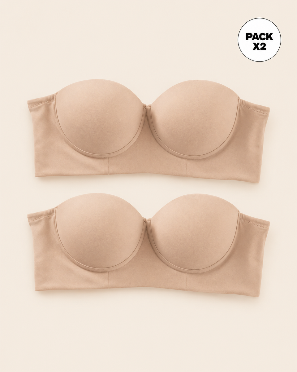 Paquete x 2 brasieres strapless Bustier 360° de perfección