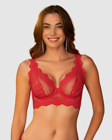 Brasier tipo bralette en encaje y transparencias#color_377-rojo