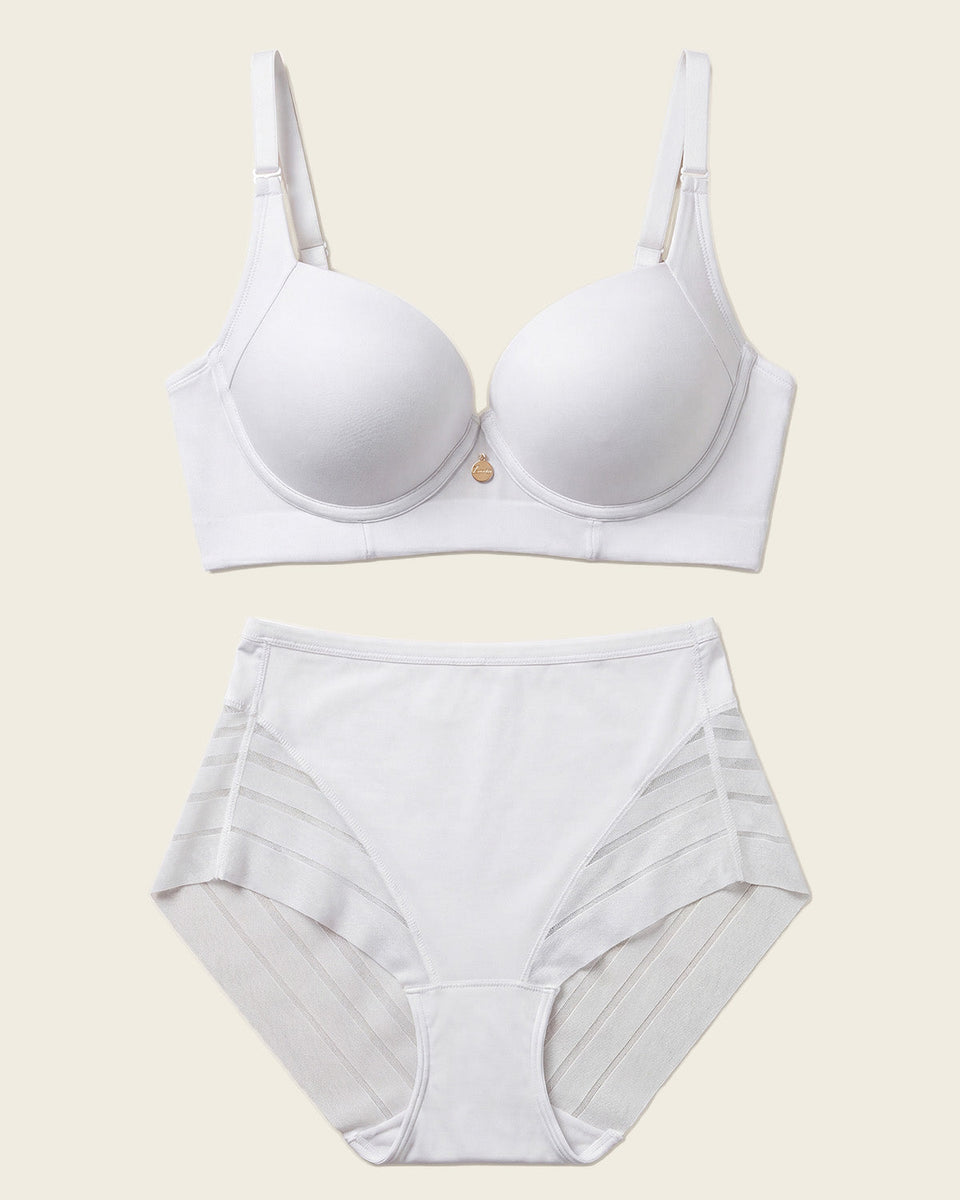 Cover Bra + Panty faja clásico con control en Blanco