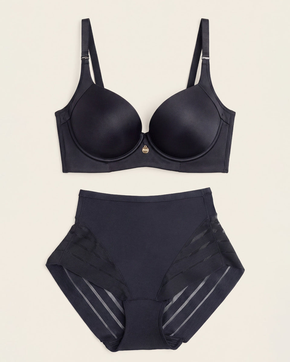 Cover Bra + Panty faja clásico con control en Negro