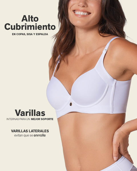 Brasier de realce suave y cubrimiento alto en sisa y espalda - cover bra#color_000-blanco