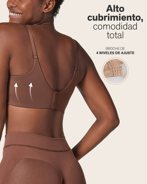 Brasier de realce suave y cubrimiento alto en sisa y espalda - cover bra#color_875-cafe-oscuro