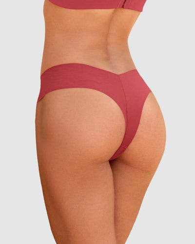 Panty brasilera invisible ultraplano sin elásticos y de pocas costuras#color_391-rojo-coral