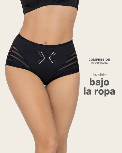 Panty faja clásico con control suave de abdomen y bandas de tul#color_700-negro