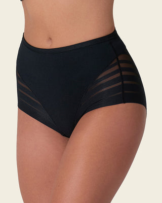 Panty faja clásico con control suave de abdomen y bandas de tul#color_700-negro