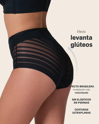 Panty faja clásico con control suave de abdomen y bandas de tul#color_700-negro