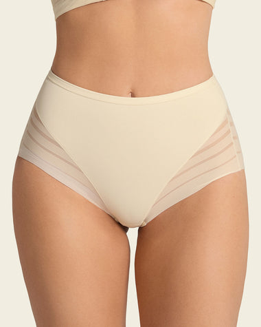 Panty faja clásico con control suave de abdomen y bandas de tul#color_898-marfil