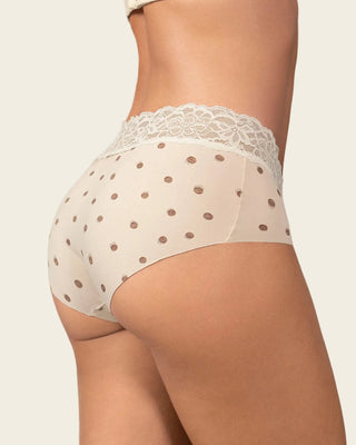 Panty hípster en tela ultraliviana con franja de encaje#color_c01-estampado-puntos