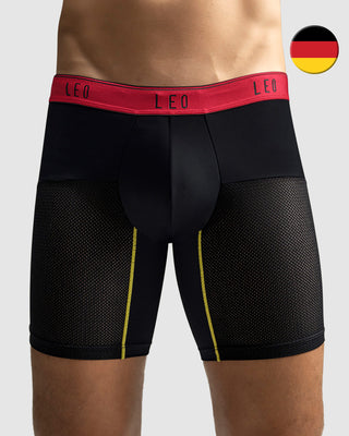 Bóxer medio de secado rápido con mallas transpirables en microfibra#color_b16-negro-elastico-rojo