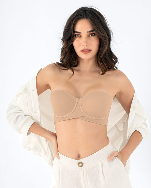 Brasier strapless ideal para busto mediano y grande#color_801-cafe-claro