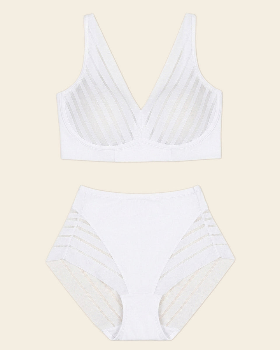 Free-Support bra + Panty faja clásico con control en Blanco
