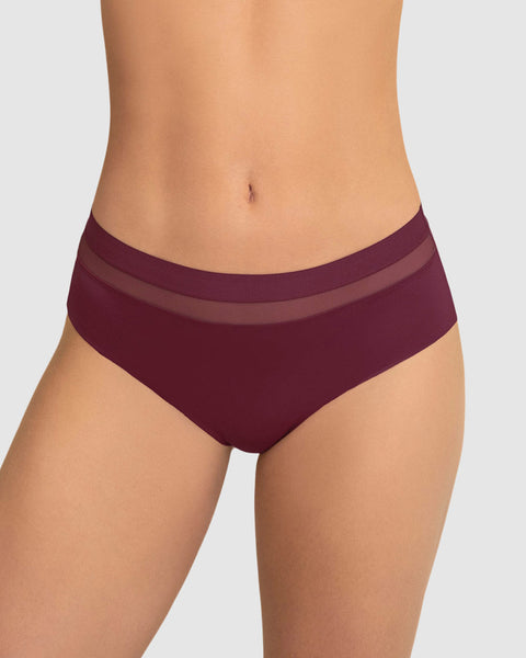 Panty cachetero con franja transparente decorativa#color_382-vino-tinto