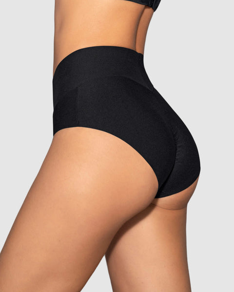 Panty clásico tiro alto de control fuerte de abdomen#color_700-negro