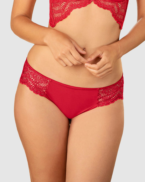 Panty cachetero, en tela lisa y encaje#color_377-rojo