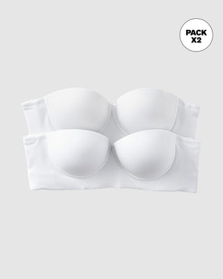 Paquete x 2 brasieres strapless Bustier 360° de perfección#color_000-blanco