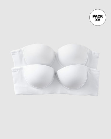 Paquete x 2 brasieres strapless Bustier 360° de perfección#color_000-blanco