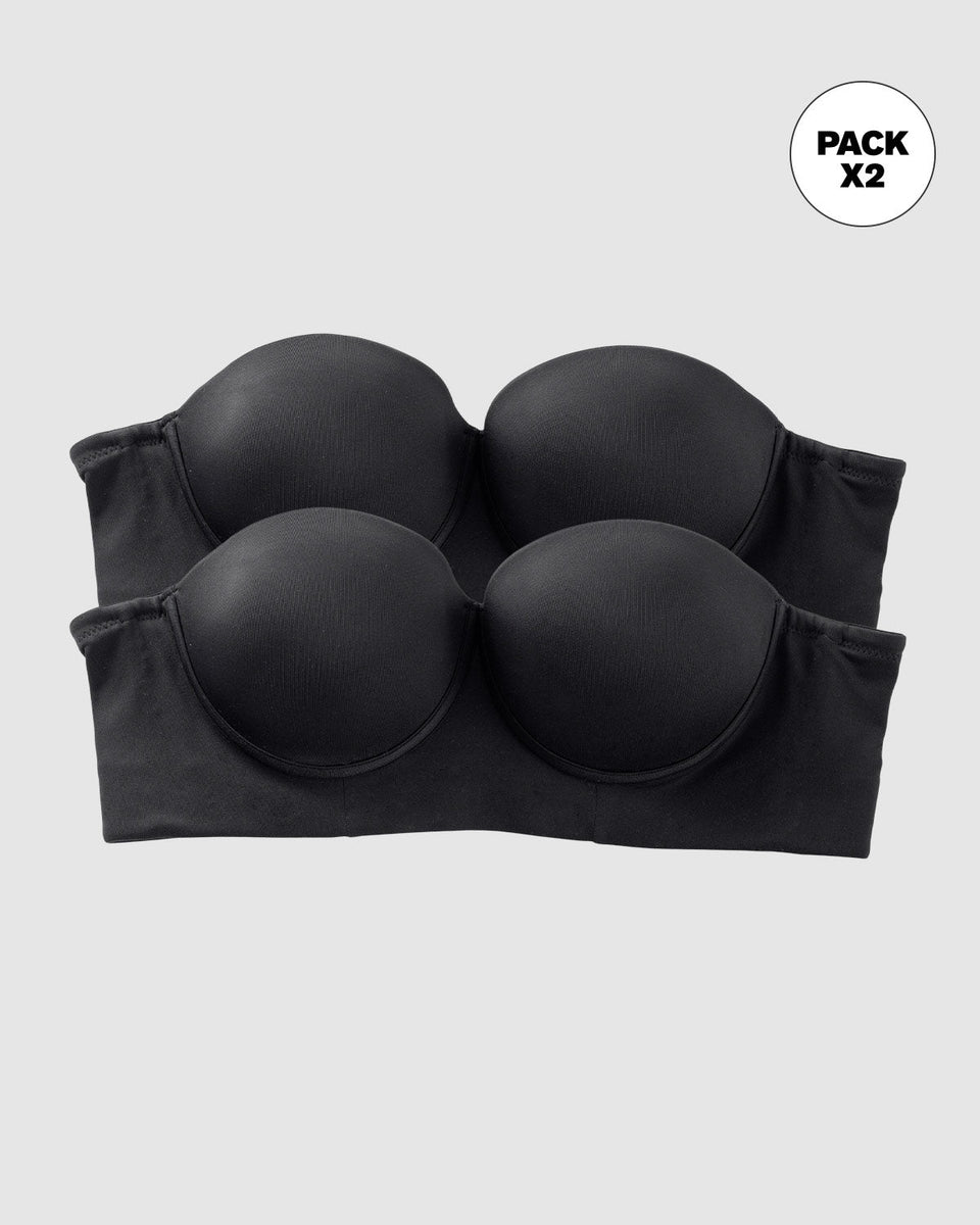 Paquete x 2 brasieres strapless Bustier 360° de perfección