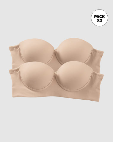 Paquete x 2 brasieres strapless Bustier 360° de perfección#color_802-habano