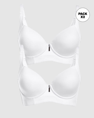 Paquete x 2 brasieres de realce suave y buen cubrimiento en sisa y espalda Cover Bra#color_000-blanco