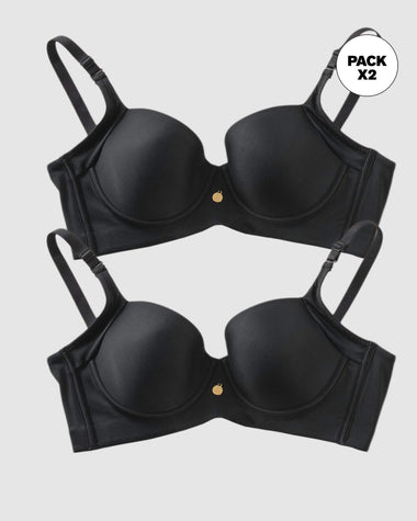 Paquete x 2 brasieres de realce suave y buen cubrimiento en sisa y espalda Cover Bra#color_700-negro
