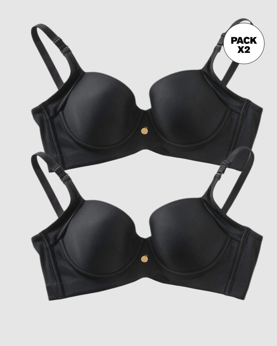 Paquete x 2 brasieres de realce suave y buen cubrimiento en sisa y espalda Cover Bra