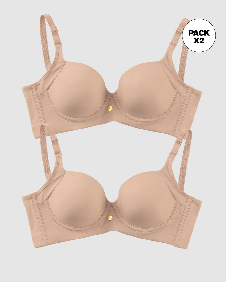 Paquete x 2 brasieres de realce suave y buen cubrimiento en sisa y espalda Cover Bra