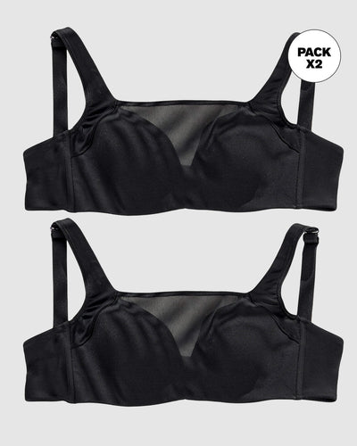 Paquete x 2 brasieres brastop con buen cubrimiento de sisa y espalda#color_700-negro