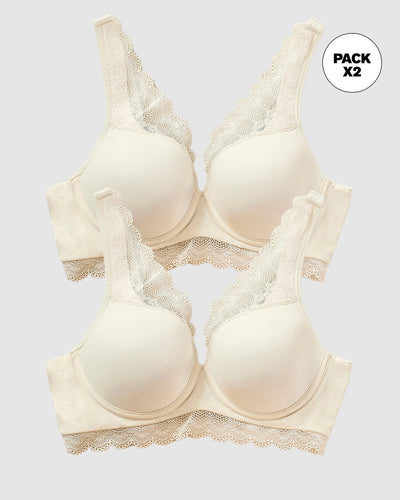 Paquete x 2 brasieres de buen cubrimiento: Deep Coverage Bra#color_253-marfil