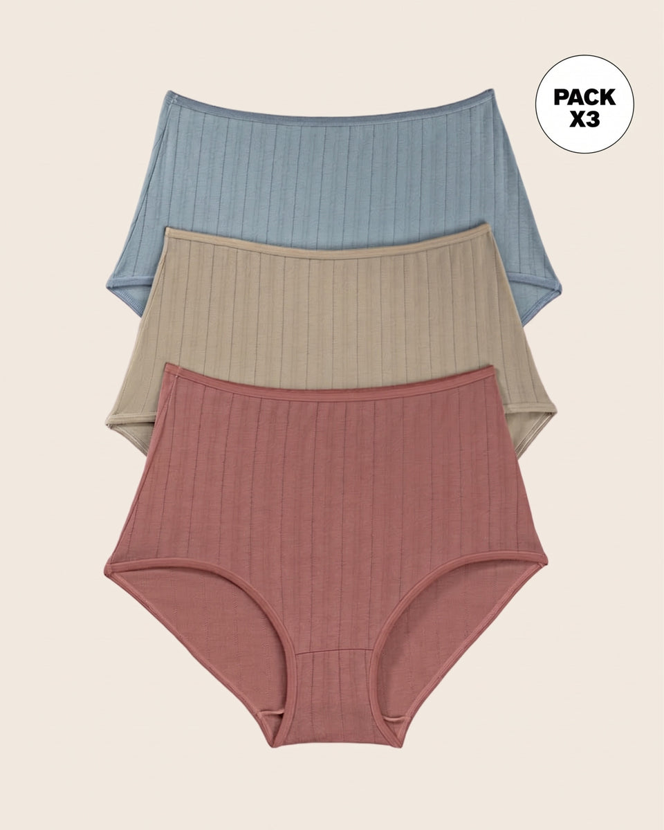 Paquete x 3 panties clásicos con excelente cubrimiento