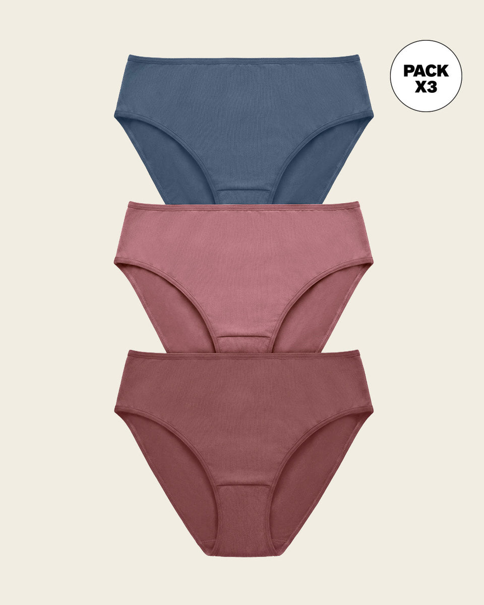 Paquete x 3 panties tipo bikini con buen cubrimiento