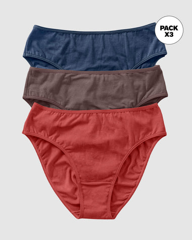 Paquete x 3 panties tipo bikini con buen cubrimiento#color_s32-terracota-azul-oscuro-cafe