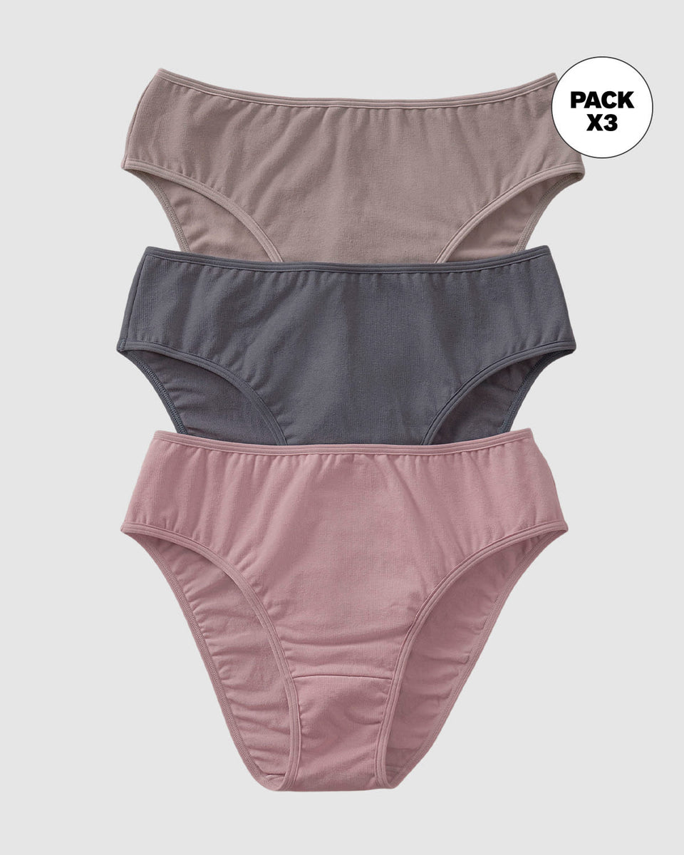 Paquete x 3 panties tipo bikini con buen cubrimiento