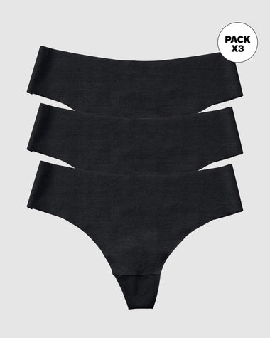 Paquete x 3 panties brasileras invisibles ultraplanos sin elásticos y de pocas costuras#color_785-negro