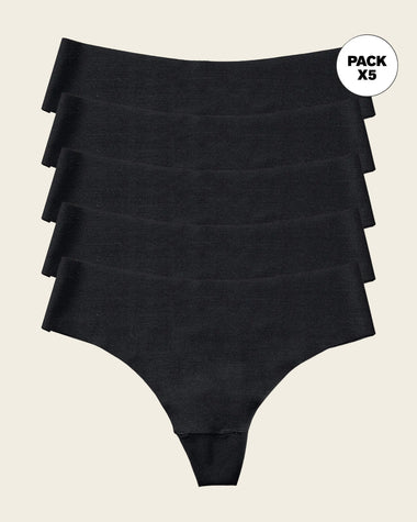 Paquete x 5 panties brasileras invisibles ultraplanos sin elásticos y de pocas costuras#color_785-negro