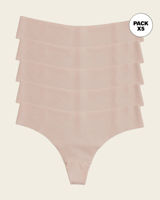 Paquete x 5 panties brasileras invisibles ultraplanos sin elásticos y de pocas costuras#color_802-habano