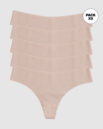 Paquete x 5 panties brasileras invisibles ultraplanos sin elásticos y de pocas costuras#color_802-habano