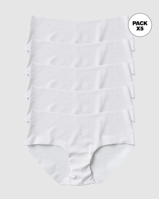 Paquete x 5 panties hípster invisibles ultraplanos sin elásticos y de pocas costuras#color_000-blanco